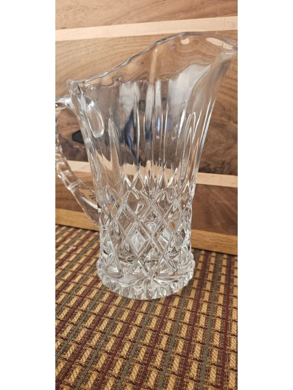 Crystal Pitcher With Diamond Cut Design By Gorham - 8
